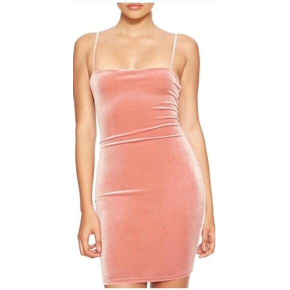 Naked Wardrobe Mauve Pink Velvet Bodycon Mini Dress NEW Large- Party/Date/Formal - Picture 1 of 9